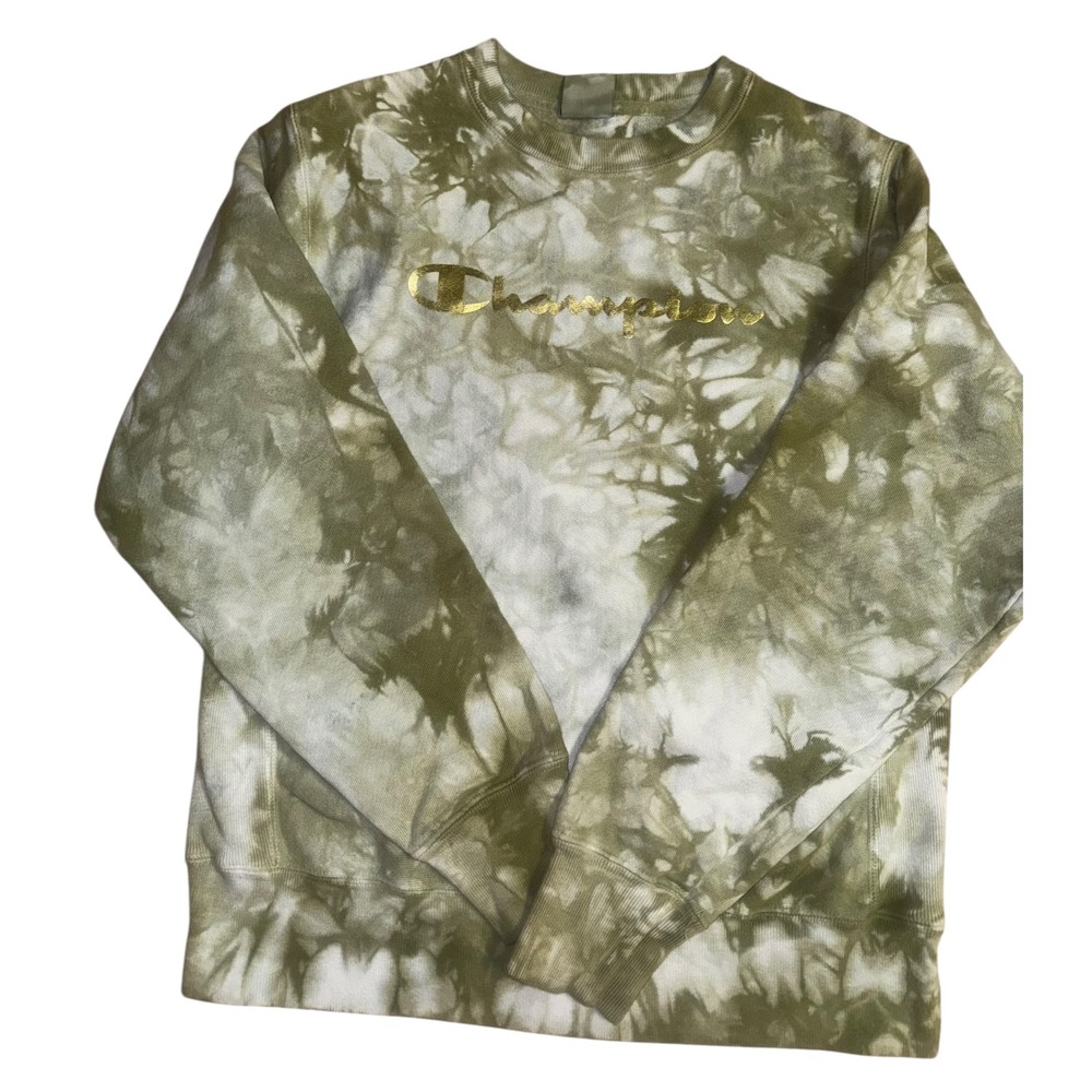 Champion Reverse Weave Tie Dye Sweatshirt Women's Small Olive Green